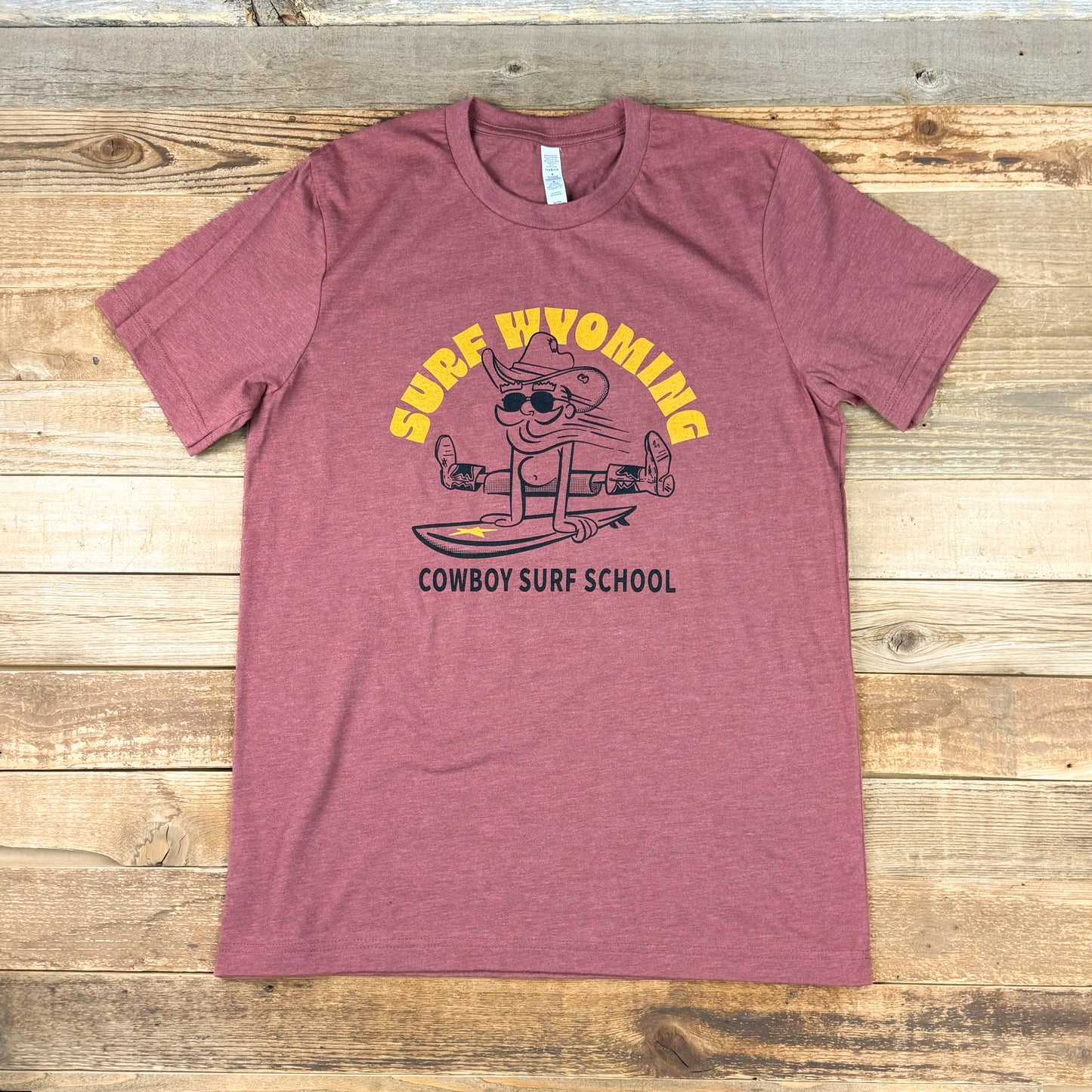 Surf Wyoming® Cowboy Surf School Tee - Heather Clay