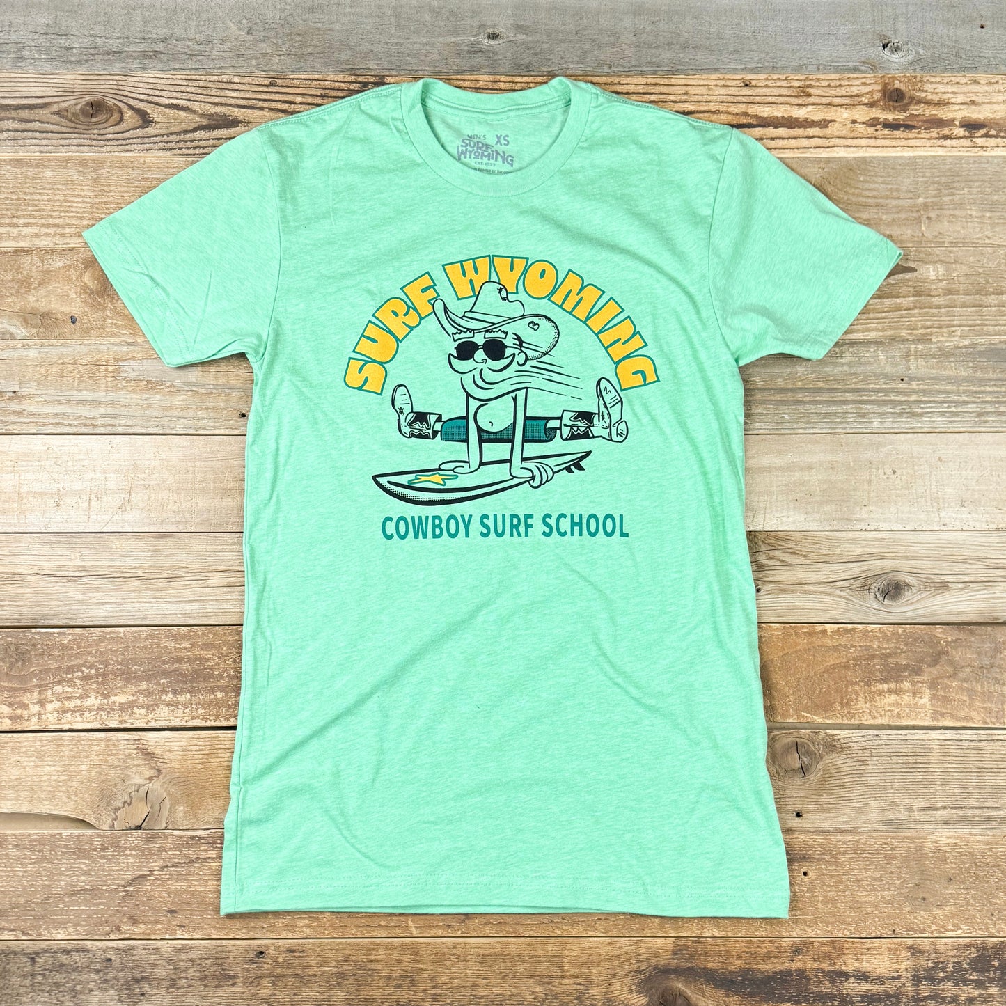 Surf Wyoming® Cowboy Surf School Tee - Green Apple