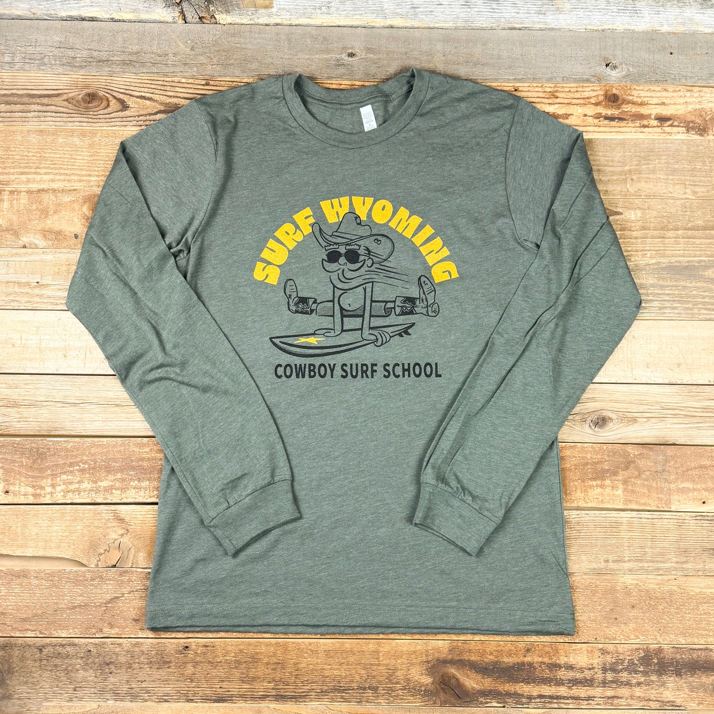 Surf Wyoming® Cowboy Surf School Long Sleeve - Heather Military