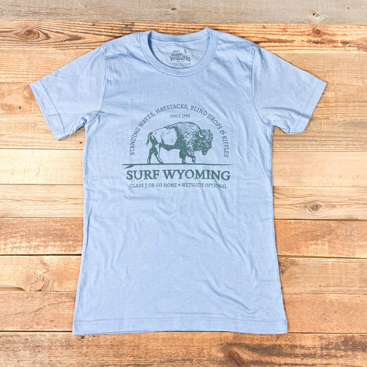 Surf Wyoming® Riffle Bison Tee - Heather Baby Blue