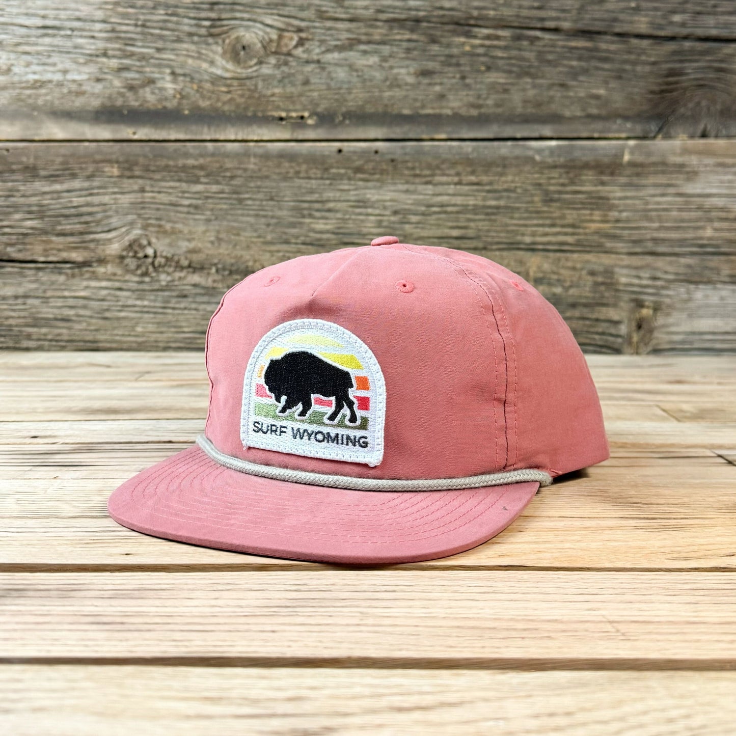 Gradient Summer Bison Patch Gramps Hat - Salmon