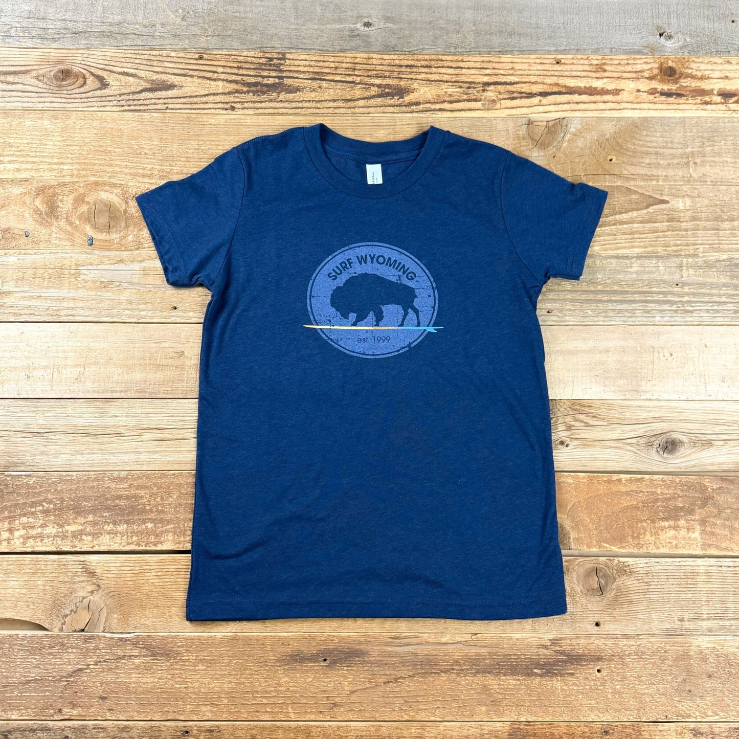 Youth Surf Wyoming® Gradient Longboard Bison Tee - Navy