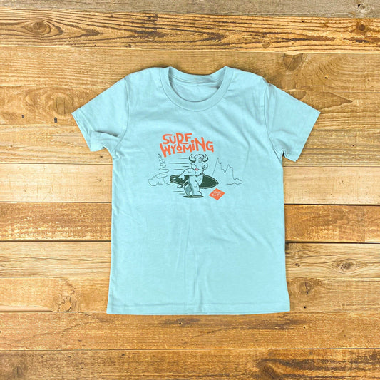 Youth Surf Wyoming® Bison O.G. Tee - Heather Dusty Blue