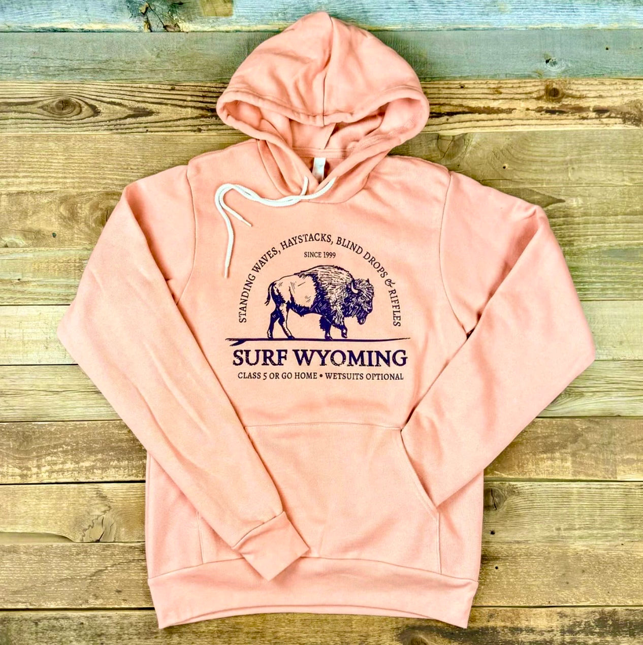 Surf Wyoming® Riffle Bison Hoodie - Peach