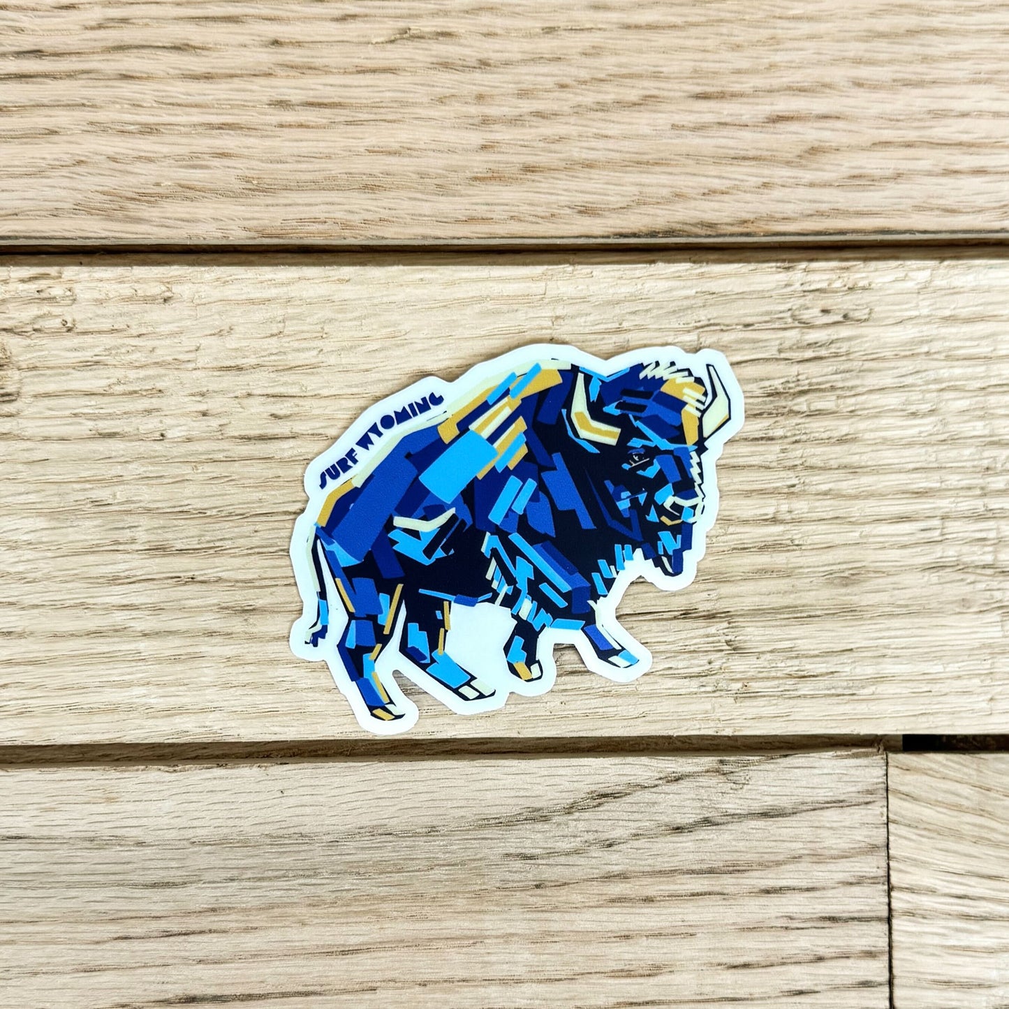 Surf Wyoming® Blue Bruno Bison Sticker