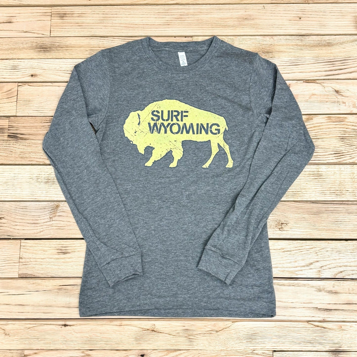 Surf Wyoming® Outline Bison Logo Long Sleeve - Deep Heather