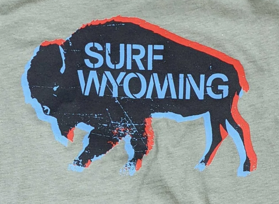 Women's Surf Wyoming® 3D Bison Relaxed Fit Tee - Heather Dusty Prism
