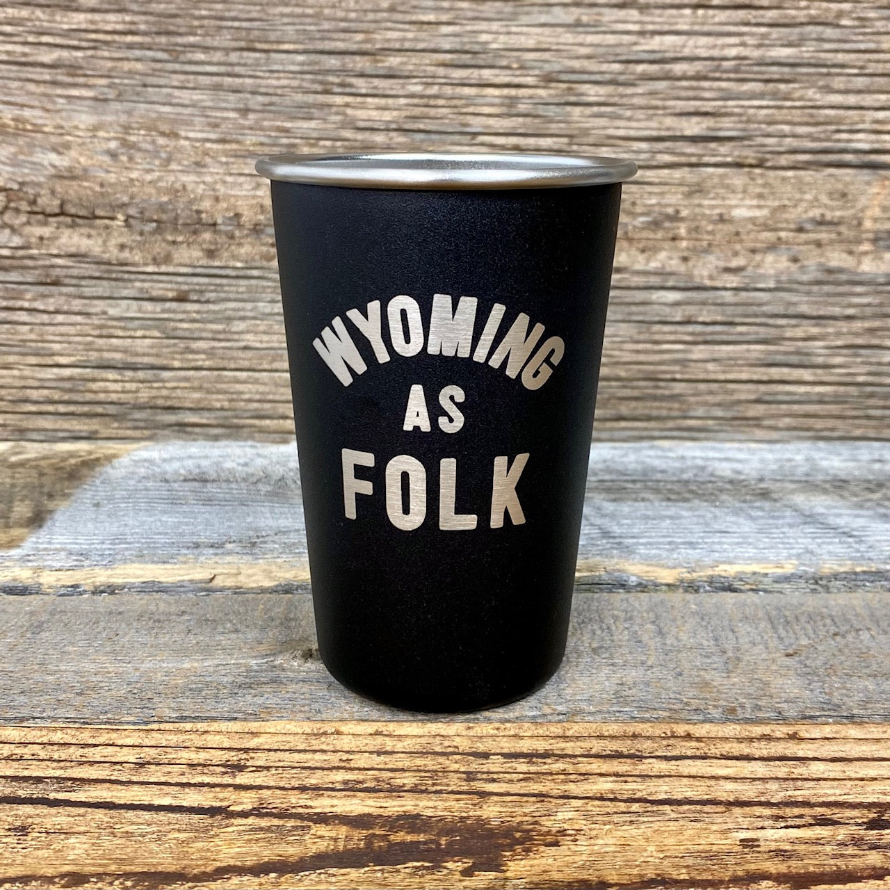 Surf Wyoming® Stainless Steel Wyoming as Folk Camp Pint - Matte Black