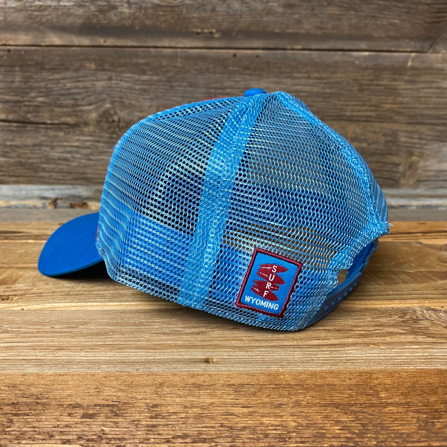 Surf Wyoming® Bison Peak Trucker Hat - Crimson/Electric Blue