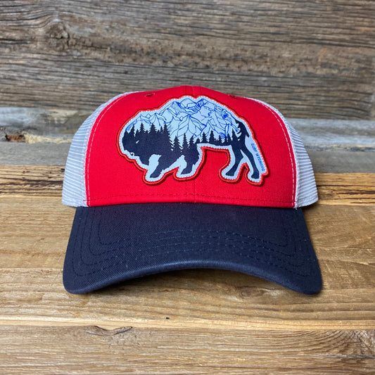 Surf Wyoming® Bison Peak Trucker Hat - Red/White/Blue