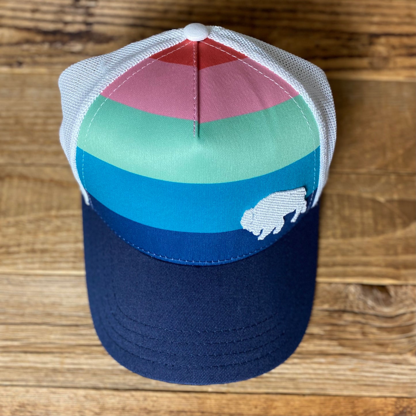 Surf Wyoming® First Park Bison Trucker - Light Stripes/White