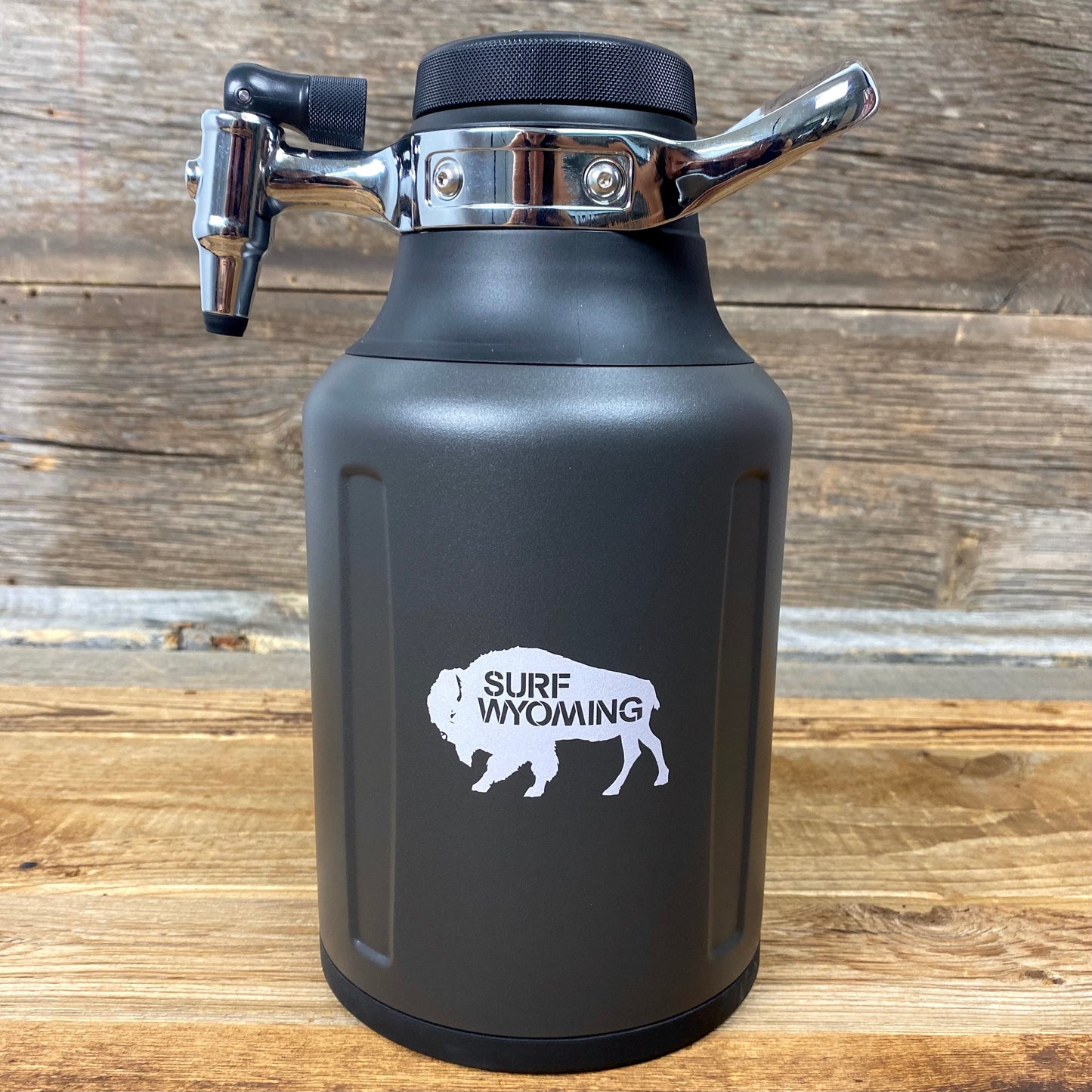 Surf Wyoming® x uKeg GO 64oz Silver Bison Growler - Matte Black
