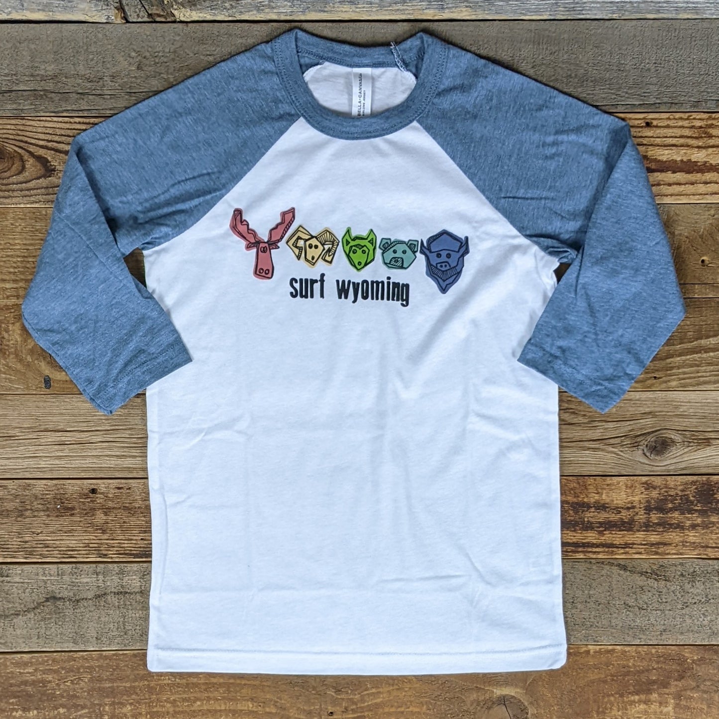 Youth Surf Wyoming® Critters 3/4 Raglan - White/Denim