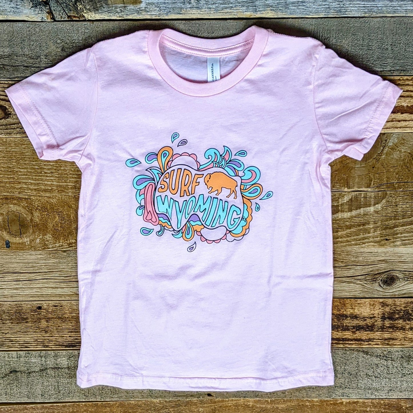 Youth Surf Wyoming® Bomb Bison Tee - Pink *LIMITED SIZES VAULT ITEM