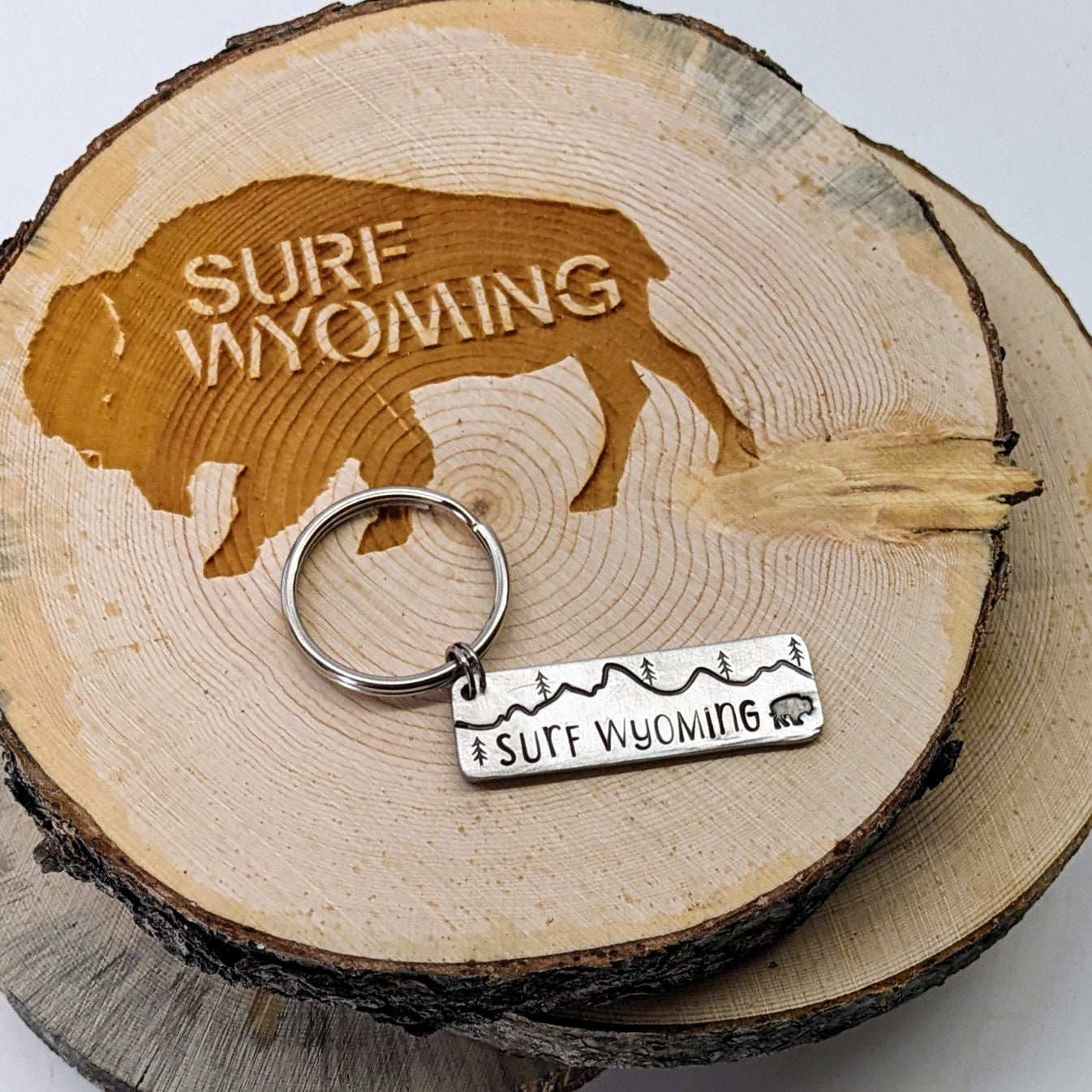 Surf Wyoming® Bison Pewter Keychain - *Made to order*