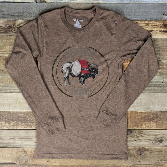 Surf Wyoming® Service Bison Long Sleeve - Heather Brown