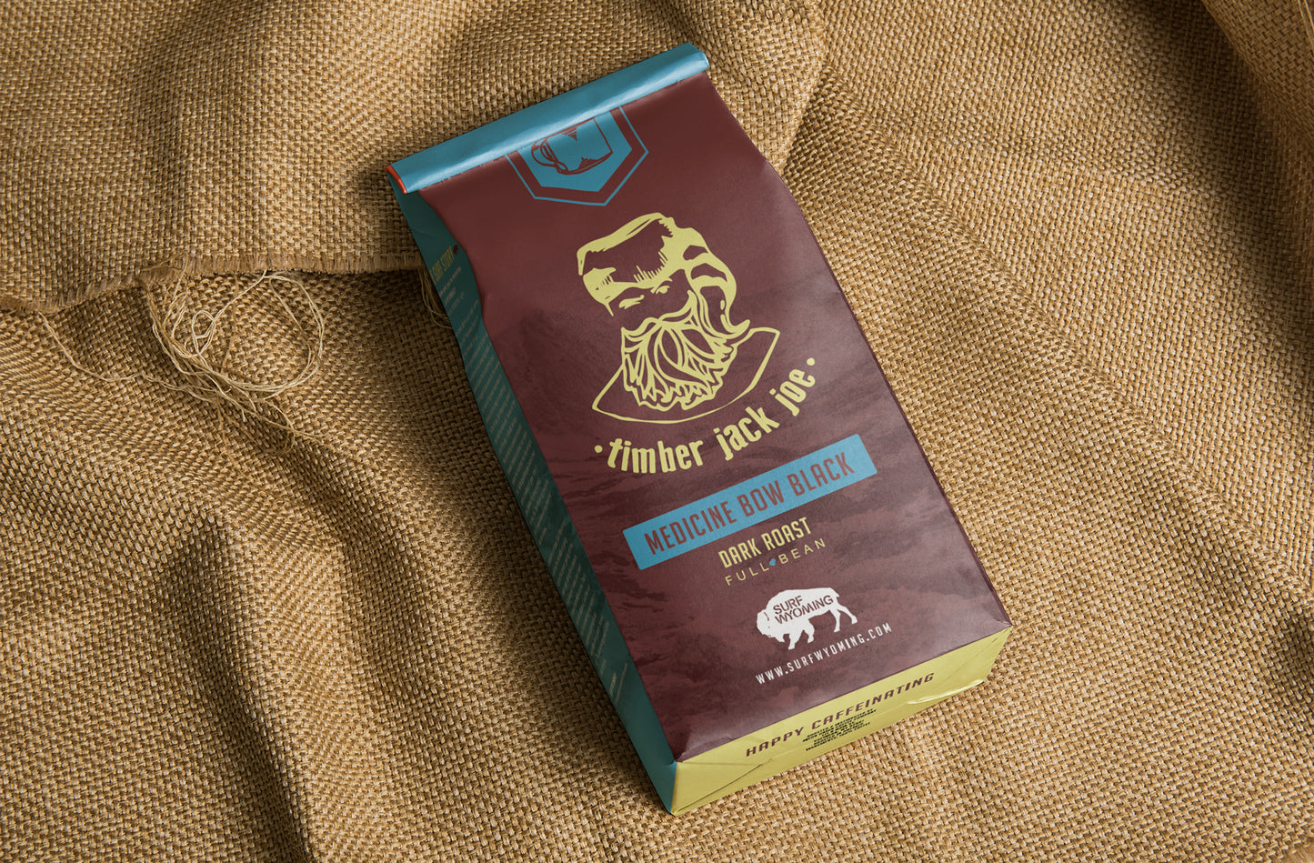 Surf Wyoming-Timber Jack Joe Coffee - Medicine Bow Black, Dark Roast, Whole Bean-