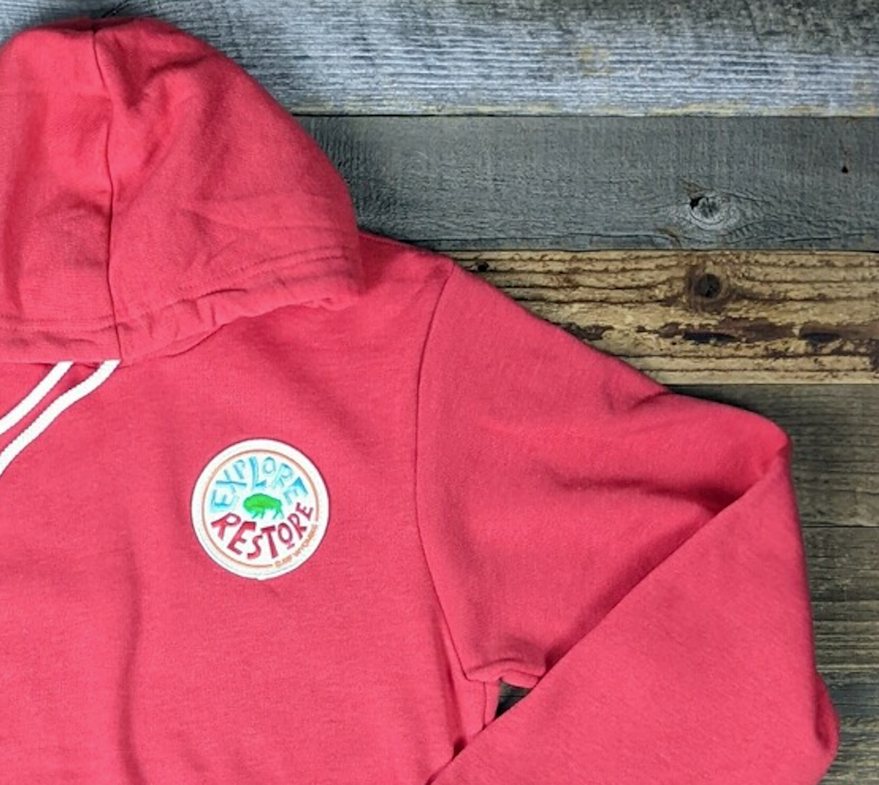 Surf Wyoming® Explore & Restore Merit Patch Hoodie - Red