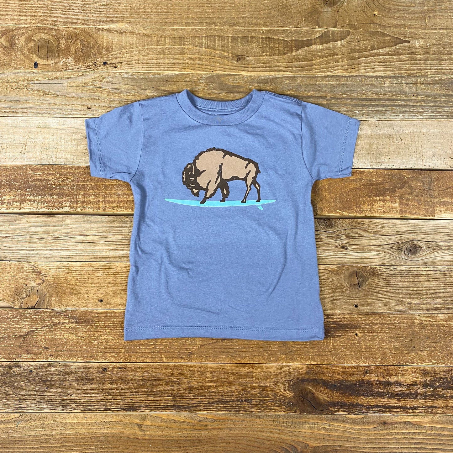 Toddler Surf Wyoming® GLASSY Bison Tee - Storm