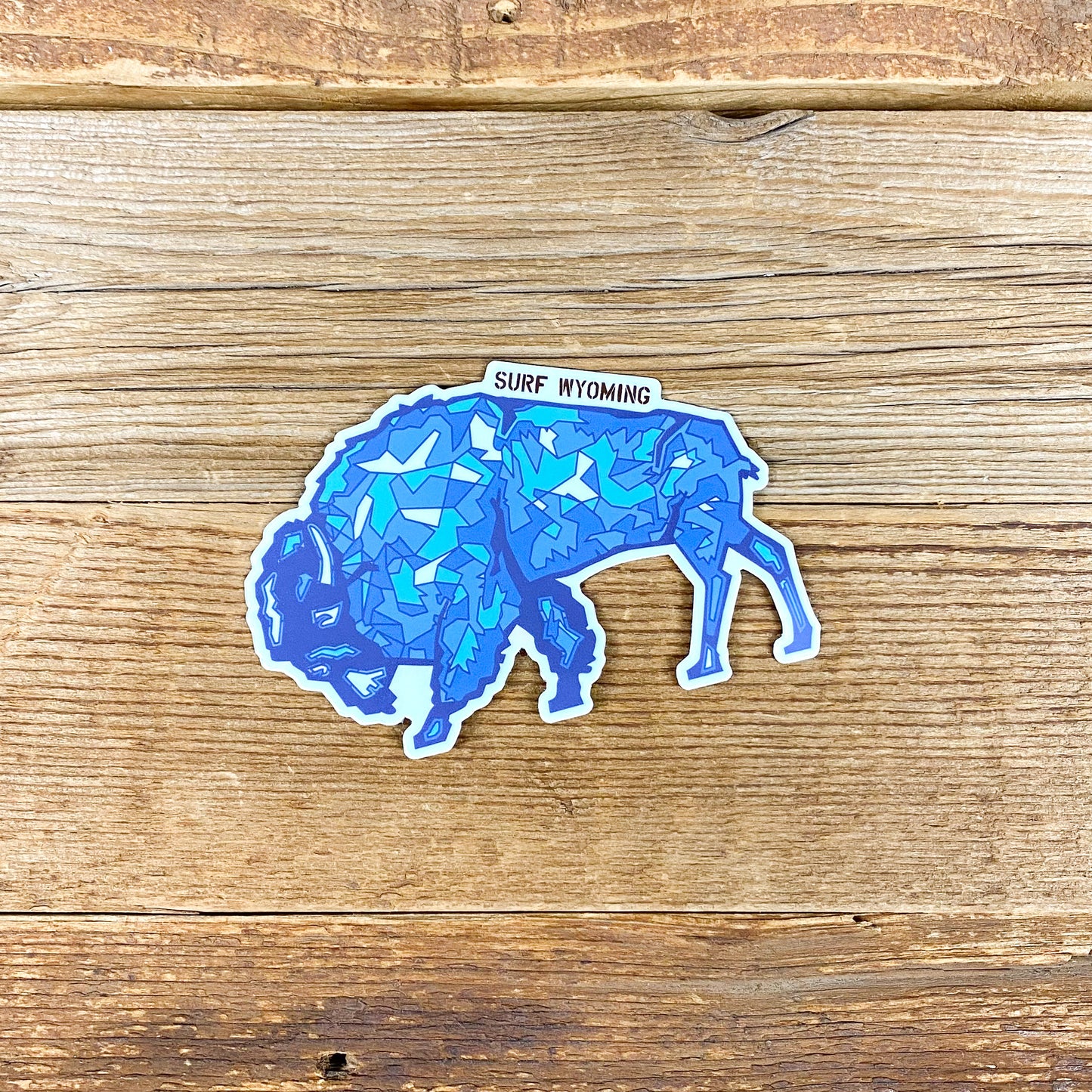 Surf Wyoming® Bison Gee'ode Logo Sticker - Beryl Blues