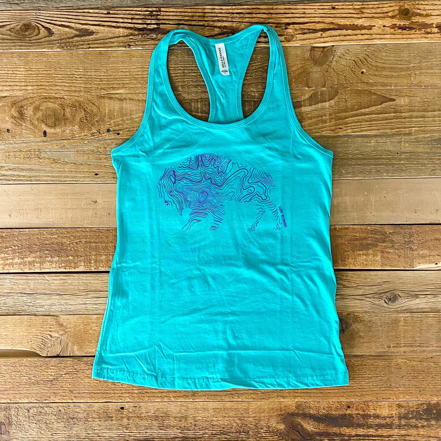 Women's Surf Wyoming® Bisonography Relaxed Fit Racerback Tank - Teal