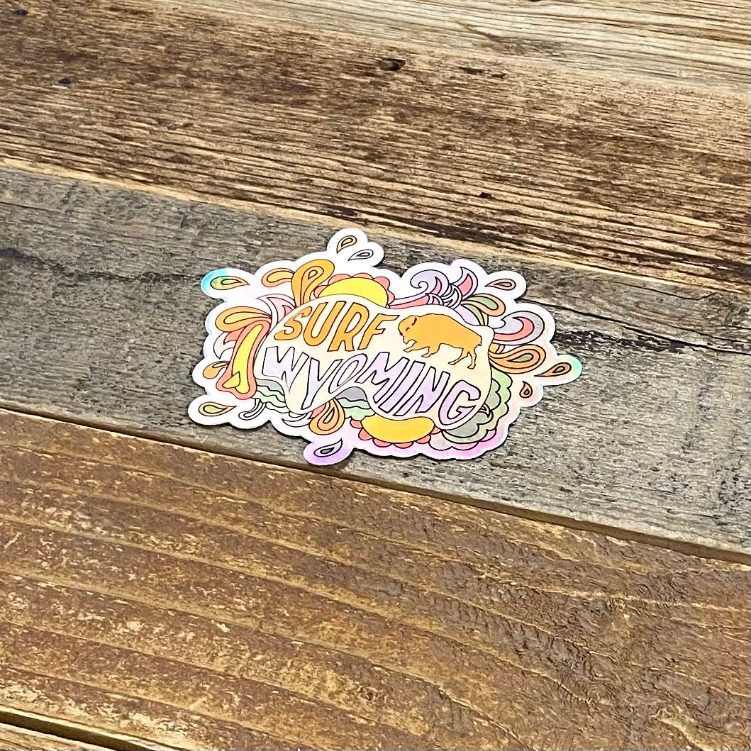 Surf Wyoming® Bomb Bison Sticker - Holographic