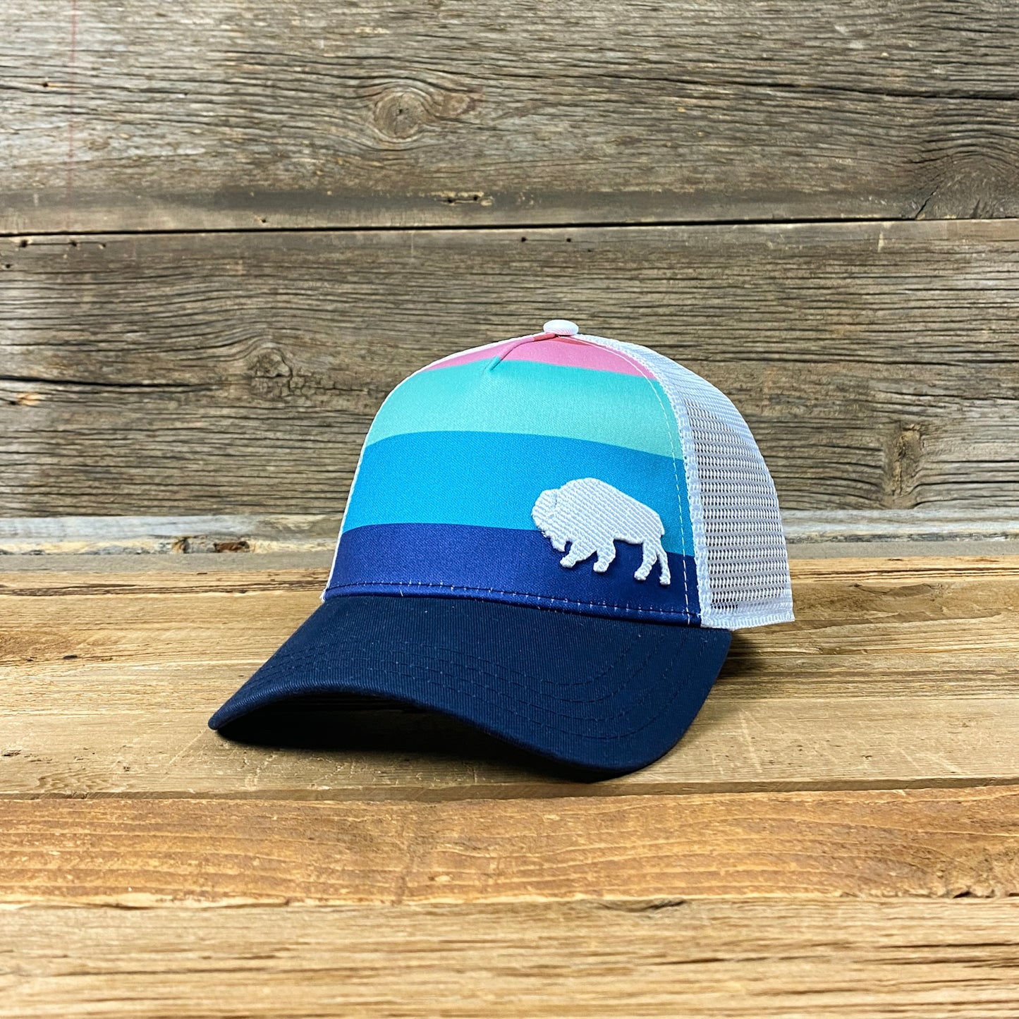 Surf Wyoming® First Park Bison Trucker - Light Stripes/White