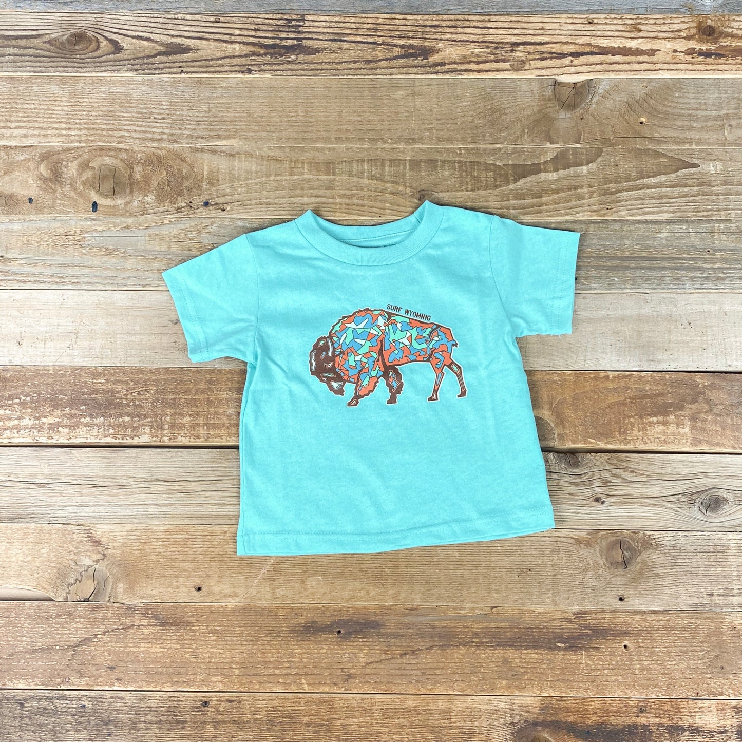 Toddler Surf Wyoming® Gee'ode Logo Bison Tee - Chill Blue
