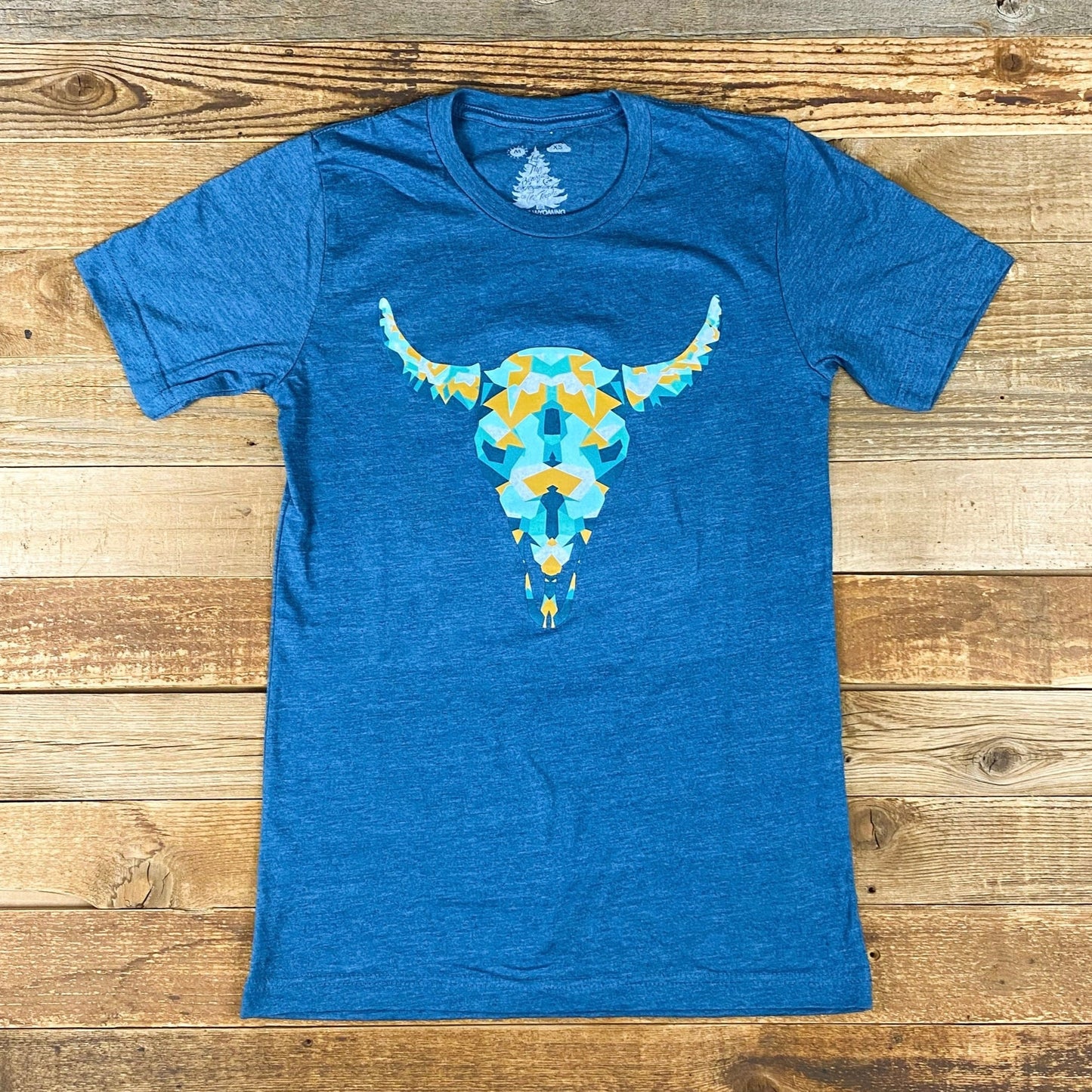 Surf Wyoming® Geode Skully Bison Tee - Heather Deep Teal