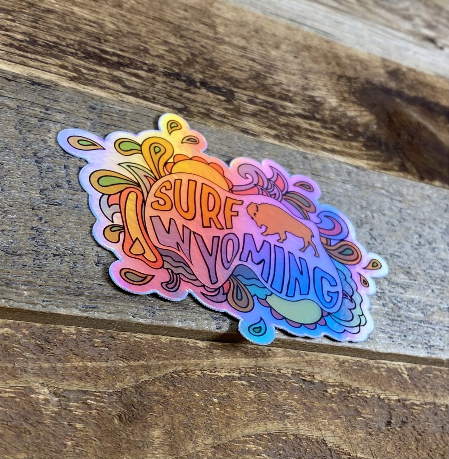 Surf Wyoming® Bomb Bison Sticker - Holographic