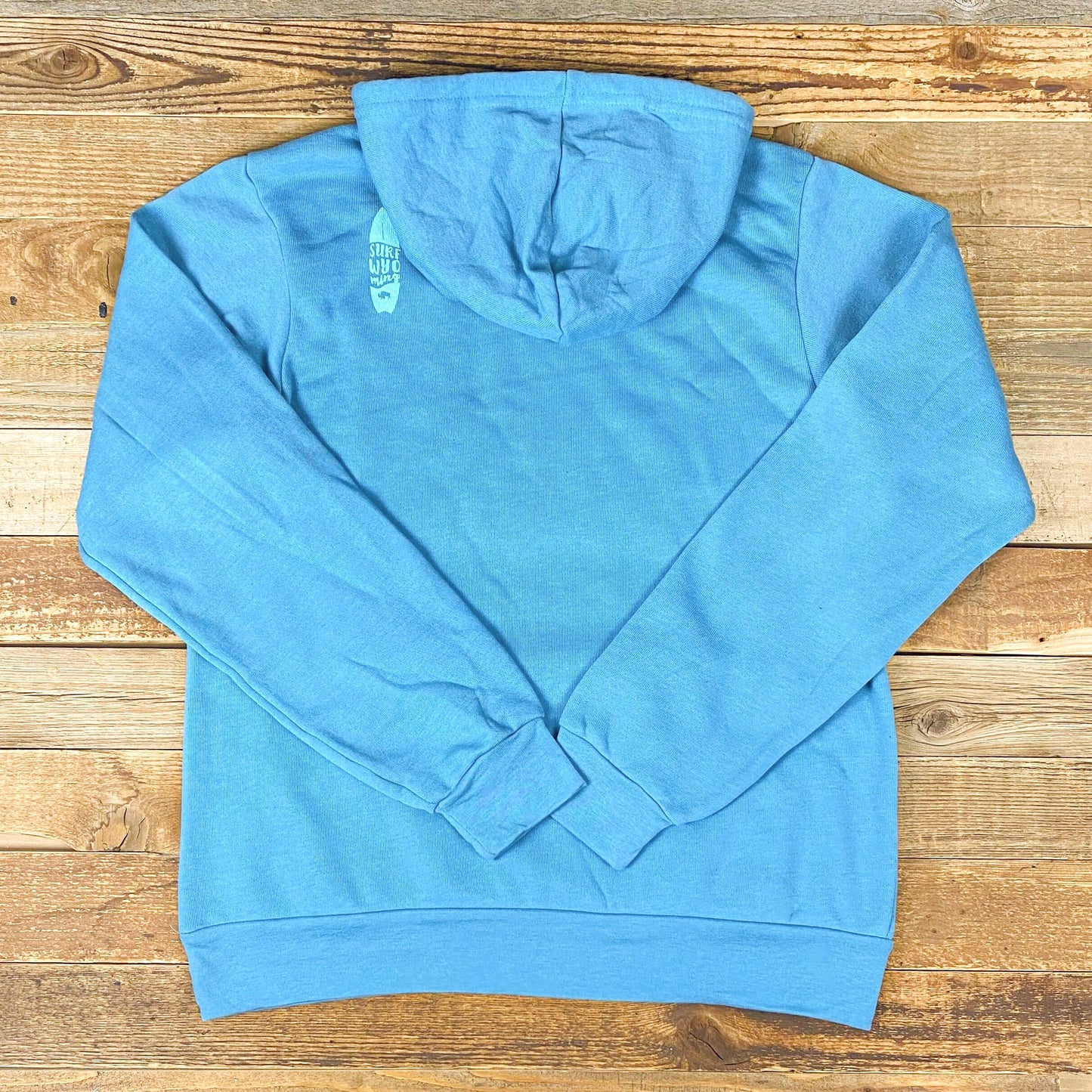 Surf Wyoming® GLASSY Bison Hoodie - Heather Blue Lagoon