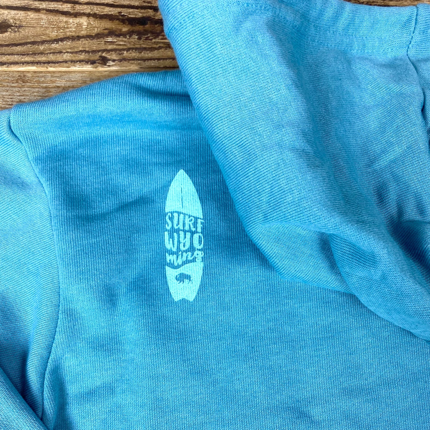 Surf Wyoming® GLASSY Bison Hoodie - Heather Blue Lagoon
