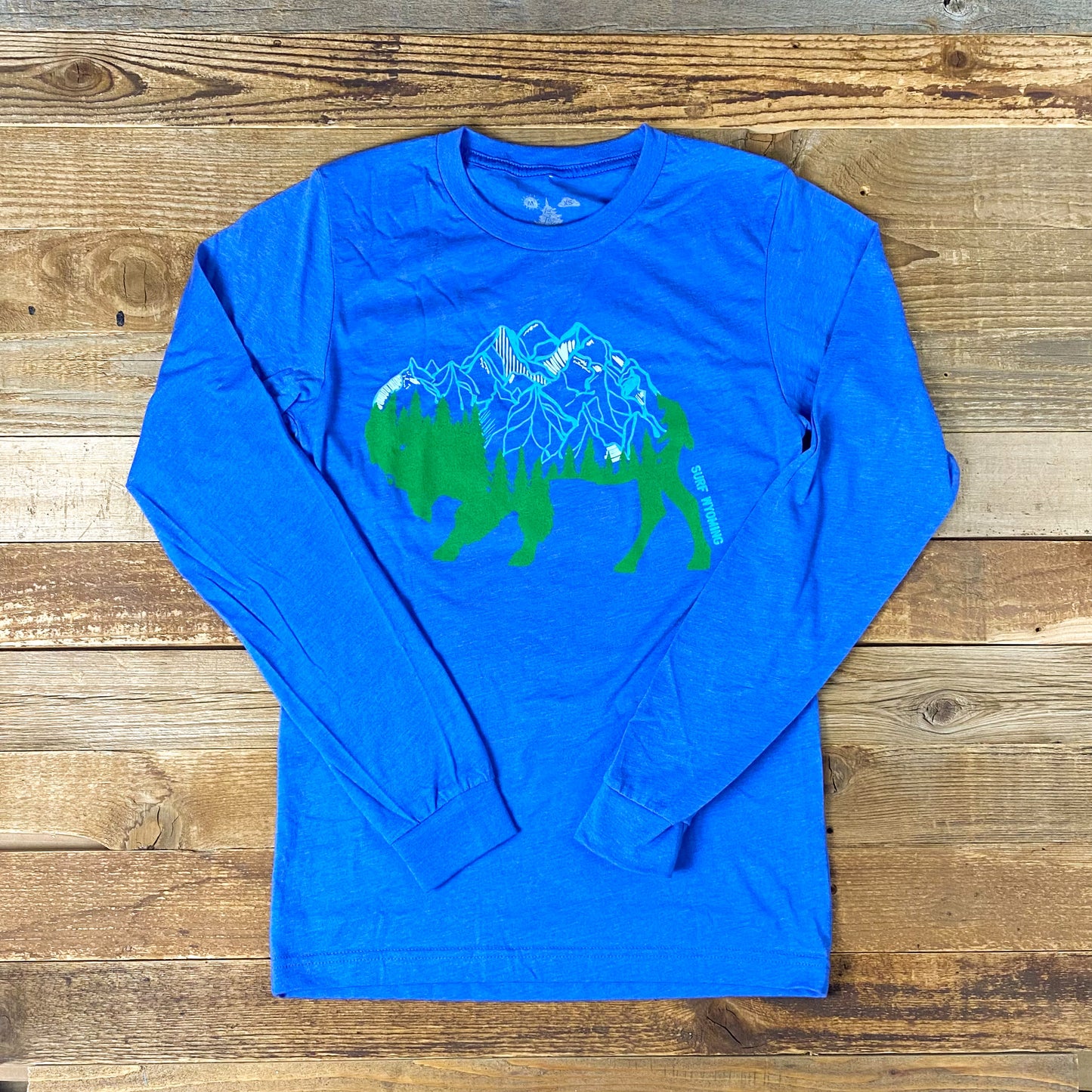 Surf Wyoming® Peak Bison Long Sleeve - Lake Blue