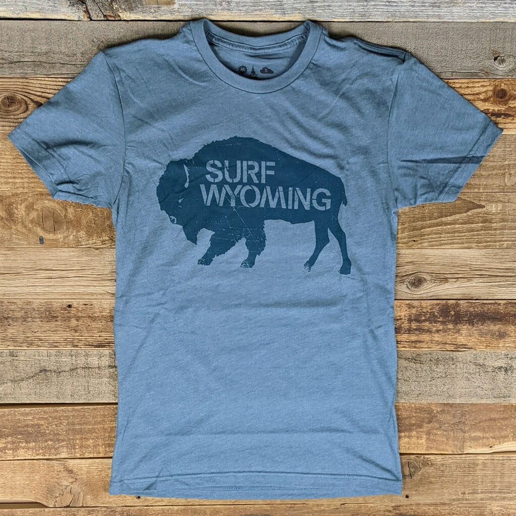 Men's Surf Wyoming® Bison Logo Tee - Indigo Monochrome