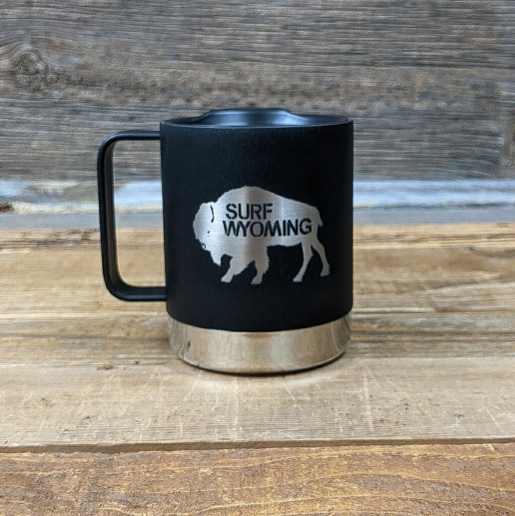 Surf Wyoming® Silver Bison Insulated Camp Mug - Matte Black