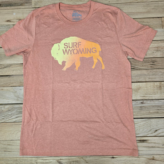 Men's Surf Wyoming® Bison Fade Relaxed Tee - Heather Sunset