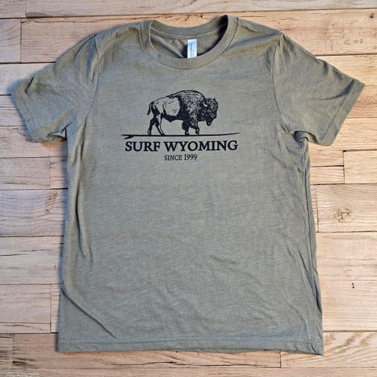 Youth Surf Wyoming® Bison Classic-tee-heather olive