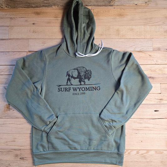 Surf Wyoming®Bison Classic Fleece Hoodie - military green