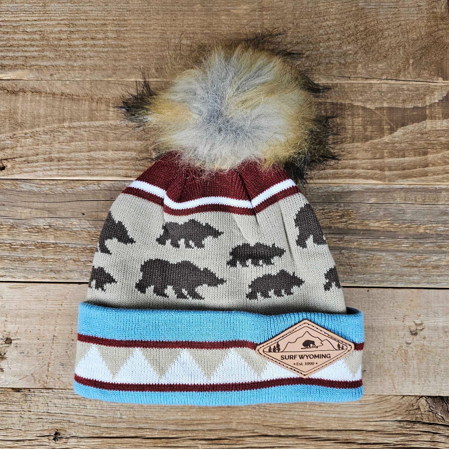 Youth Bison Pom Beanie • Multicolor