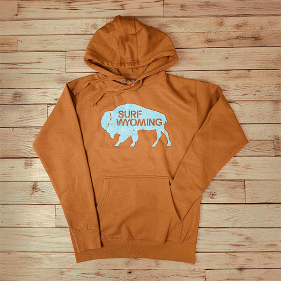 Surf Wyoming® Outline Bison Logo Fleece Hoodie - Adobe