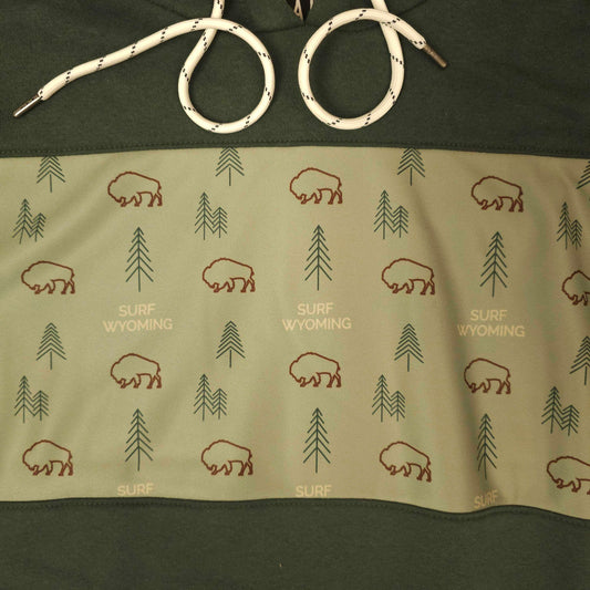 Surf Wyoming Bison Fleece Hoodie - forest-green