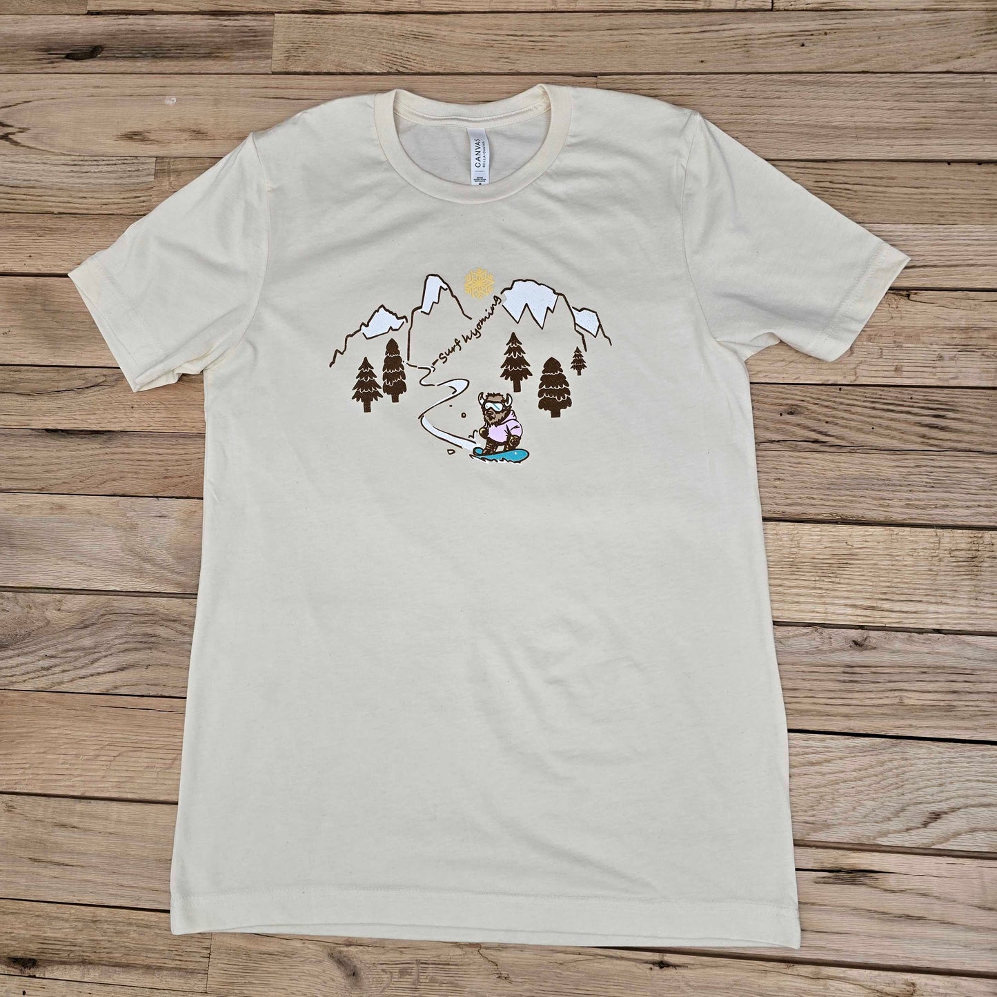 Unisex Surf Wyoming®Bison Boarding Bliss Tee-heather natural