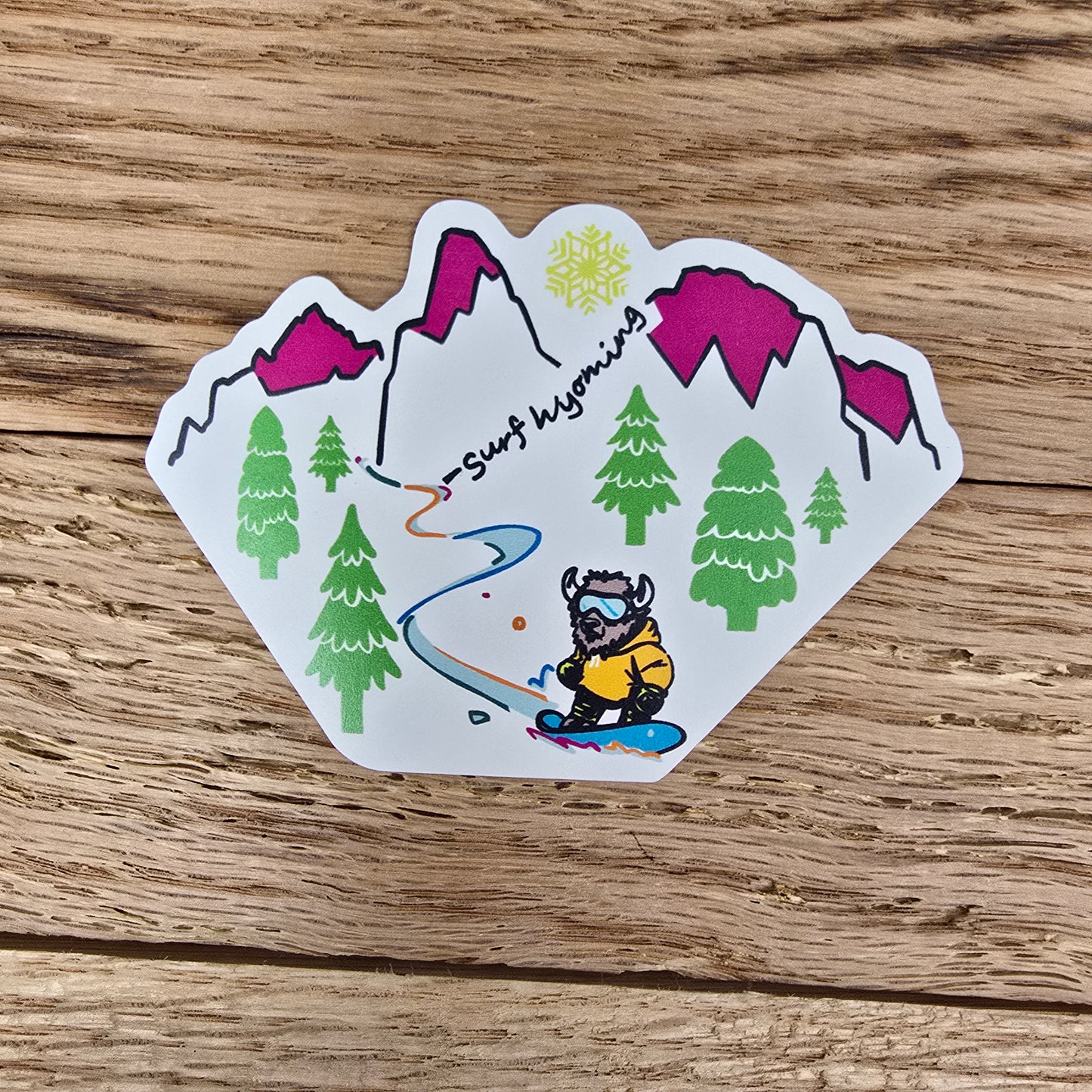 Surf Wyoming®Bison Boarding Bliss Sticker