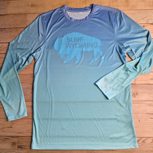 Unisex Surf Wyoming®Original LS Performance tee- upf50- bluemist