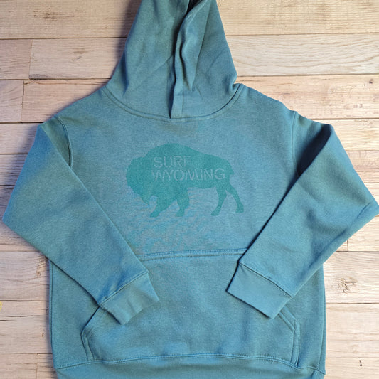 Youth Surf Wyoming® Original Bison-Basil on Basil-youth-hoodie