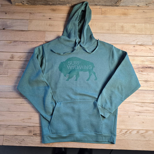 Surf Wyoming®Bison Original Bison-Basil on Basil Unisex Hoodie