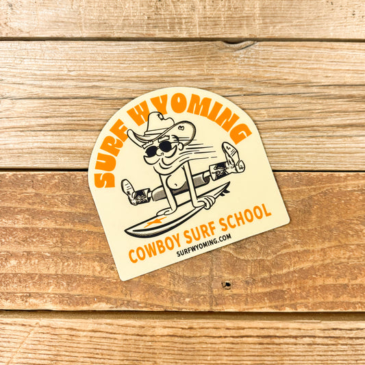 Surf Wyoming® Cowboy Surf School Sticker - Tan