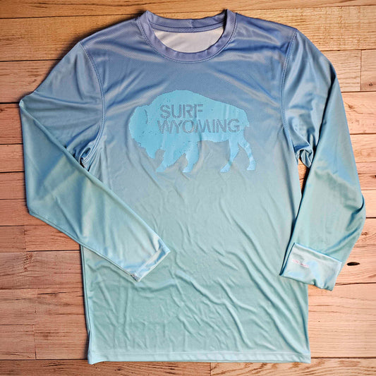 Unisex Surf Wyoming®Original LS Performance tee- upf50- bluemist