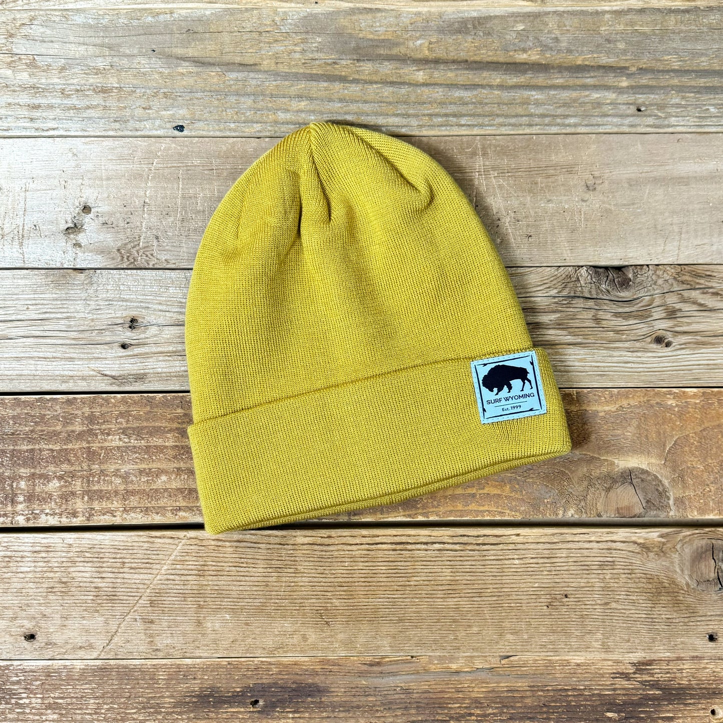 Winter Surf Wyoming Patch Beanie • Vintage Gold