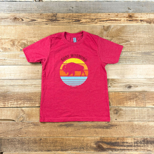 Youth Surf Wyoming® Bison Daybreak Tee - Red